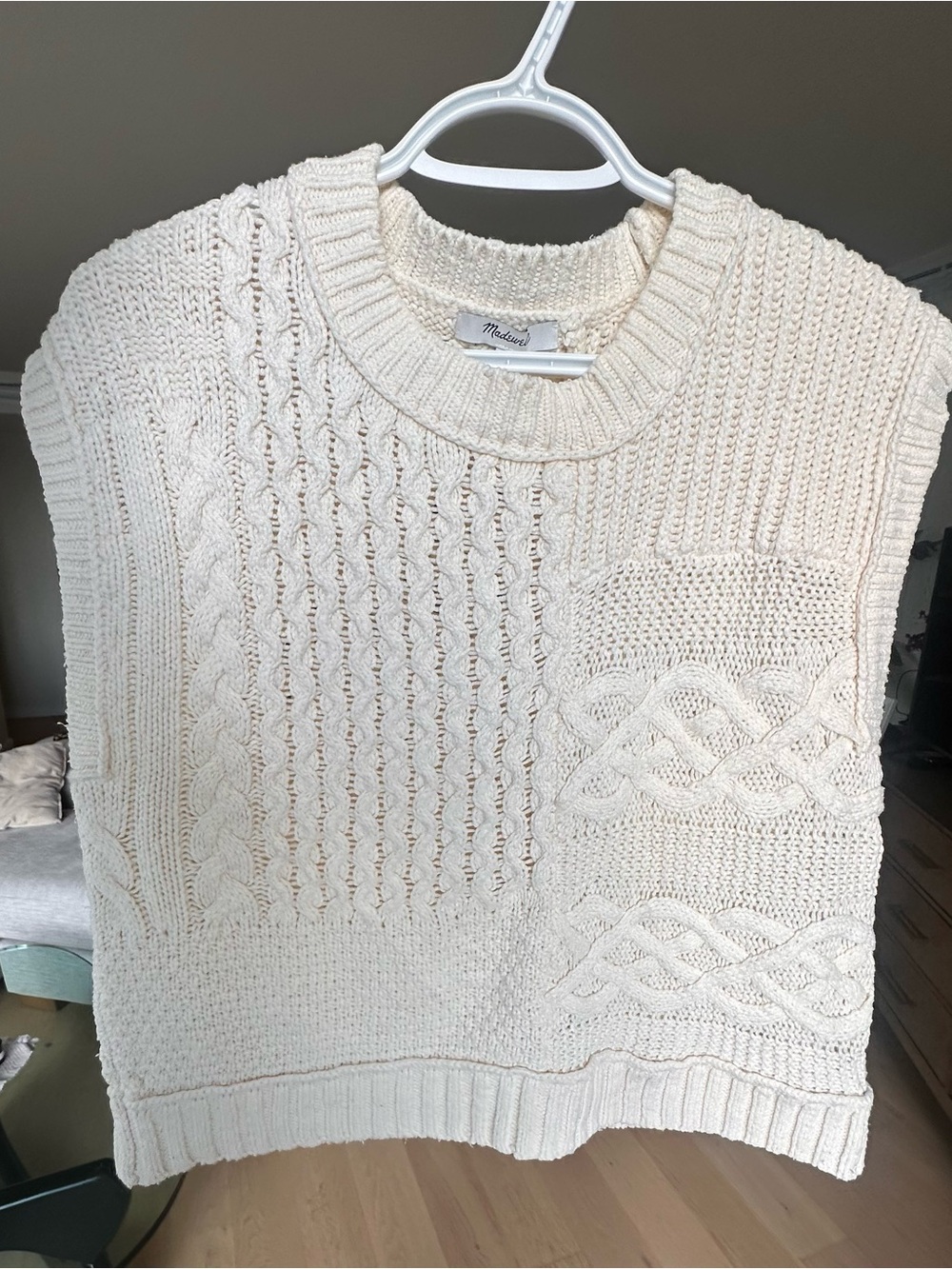 Madewell Cream Cable Knit Sweater Vest